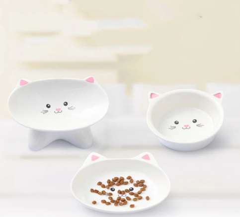 Ceramic Small Cat Face Shape Pet Food Bowl Cat Bowl Dog Bowl Universal And Easy To Clean