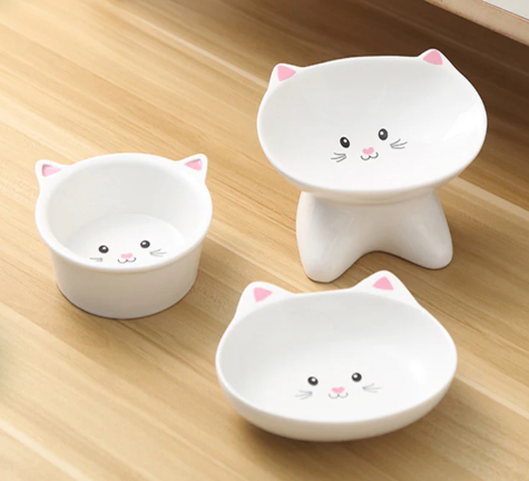 Ceramic Small Cat Face Shape Pet Food Bowl Cat Bowl Dog Bowl Universal And Easy To Clean