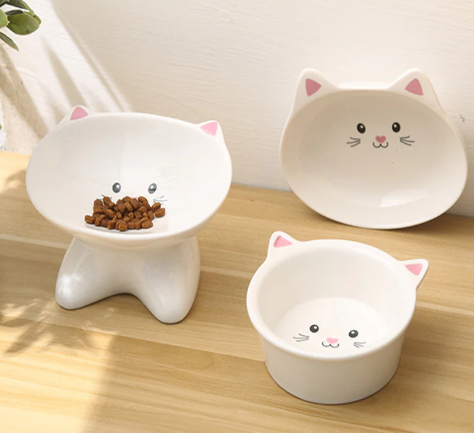 Ceramic Small Cat Face Shape Pet Food Bowl Cat Bowl Dog Bowl Universal And Easy To Clean