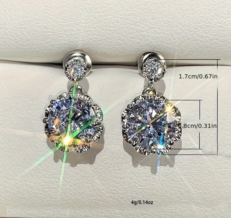 Female Pendant Earrings Crystal Jewelry For Wedding Party Elegant Lady Engagement Accessories Gift