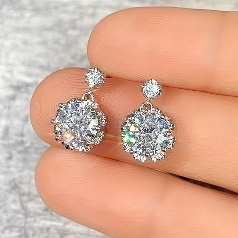 Female Pendant Earrings Crystal Jewelry For Wedding Party Elegant Lady Engagement Accessories Gift
