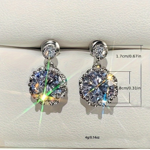 Female Pendant Earrings Crystal Jewelry For Wedding Party Elegant Lady Engagement Accessories Gift
