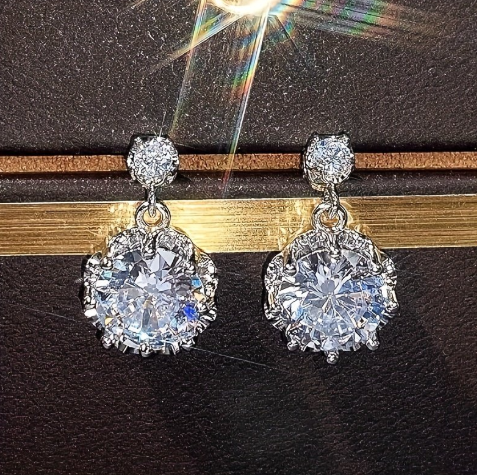Female Pendant Earrings Crystal Jewelry For Wedding Party Elegant Lady Engagement Accessories Gift