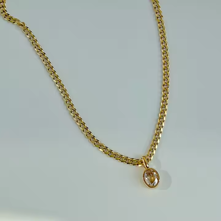 Vintage 18k Gold Plated Jewelry Waterproof Tarnish Free Stainless Steel Star 5a Zircon Pendant Cuban Chain Necklace