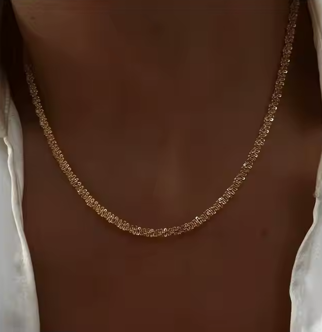 Waterproof 18k Gold Plated Jewelry Shiny Twisted Necklaces Tarnish Free Stainless Steel 4mm Bouquet Chain Necklace YF3668 5.0 (2 reviews) 226 sold