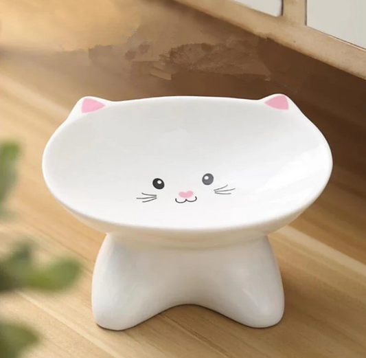 Ceramic Small Cat Face Shape Pet Food Bowl Cat Bowl Dog Bowl Universal And Easy To Clean