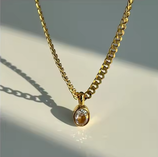 Vintage 18k Gold Plated Jewelry Waterproof Tarnish Free Stainless Steel Star 5a Zircon Pendant Cuban Chain Necklace